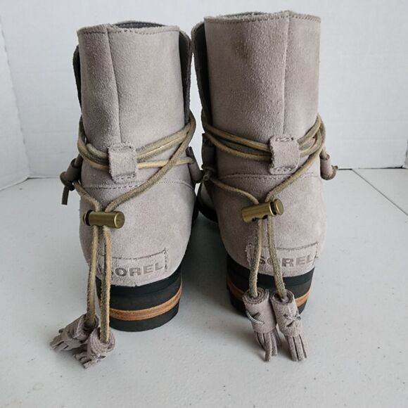 Sorel Farah Short Boot Womens 6.5 Gray Lasso Tassel Western Boho Ankle - Picture 7 of 12